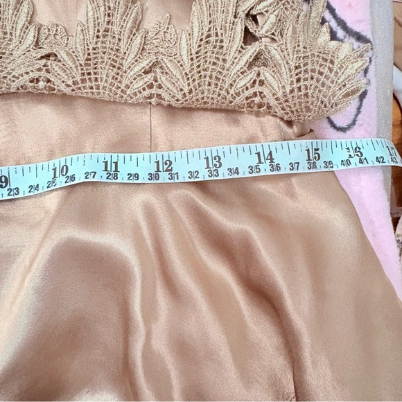 Vintage Bronze Mini Dress w Gorgeous Fringed Lace & Tiered Ruffle Skirt - Picture 14 of 15